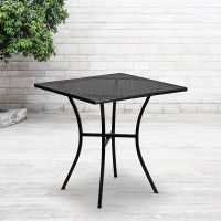 Flash Furniture CO-5-BK-GG 28'' Square Black Indoor-Outdoor Steel Patio Table 